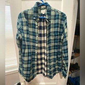 J Crew Slim-Fit Long Sleeve Flannel Shirt (Blue/Green)